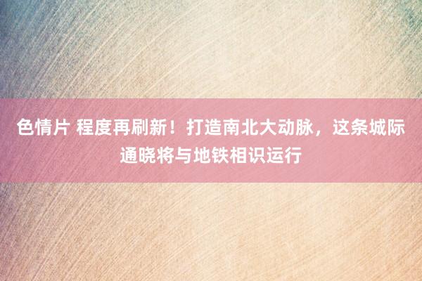 色情片 程度再刷新！打造南北大动脉，这条城际通晓将与地铁相识运行